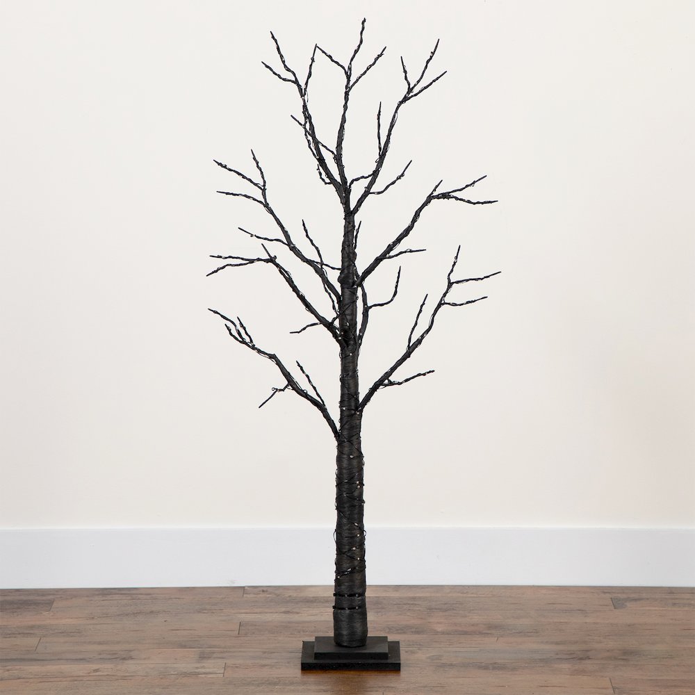 4ft. Pre-Lit Halloween Black Twig Artificial Fall Tree with 240 Orange. Picture 10