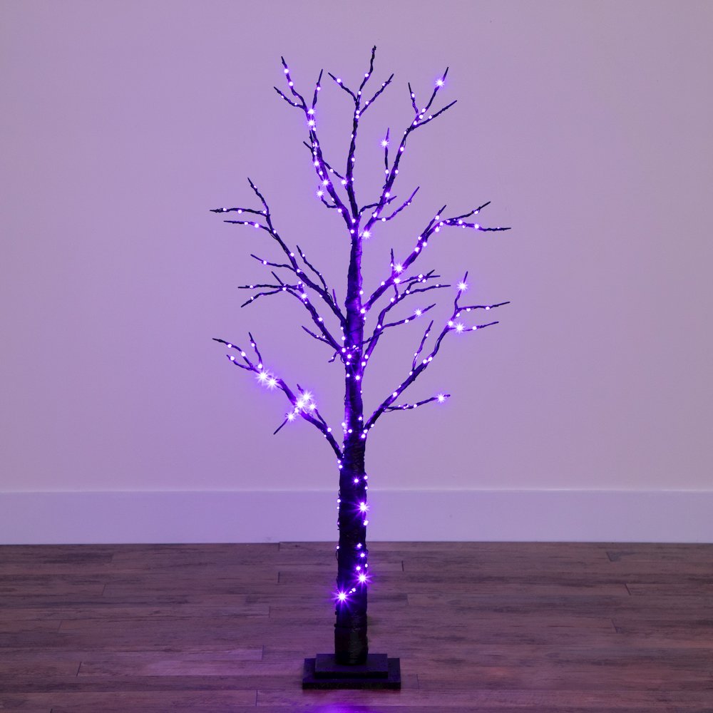 4ft. Pre-Lit Halloween Black Twig Artificial Fall Tree with 240 Orange. Picture 12