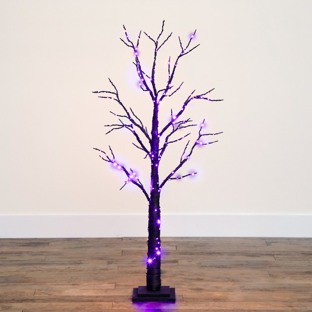 4ft. Pre-Lit Halloween Black Twig Artificial Fall Tree with 240 Orange. Picture 5