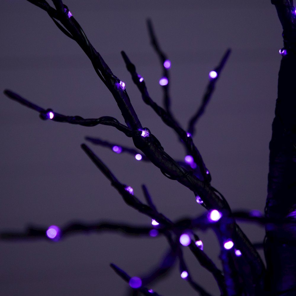 4ft. Pre-Lit Halloween Black Twig Artificial Fall Tree with 240 Orange. Picture 6