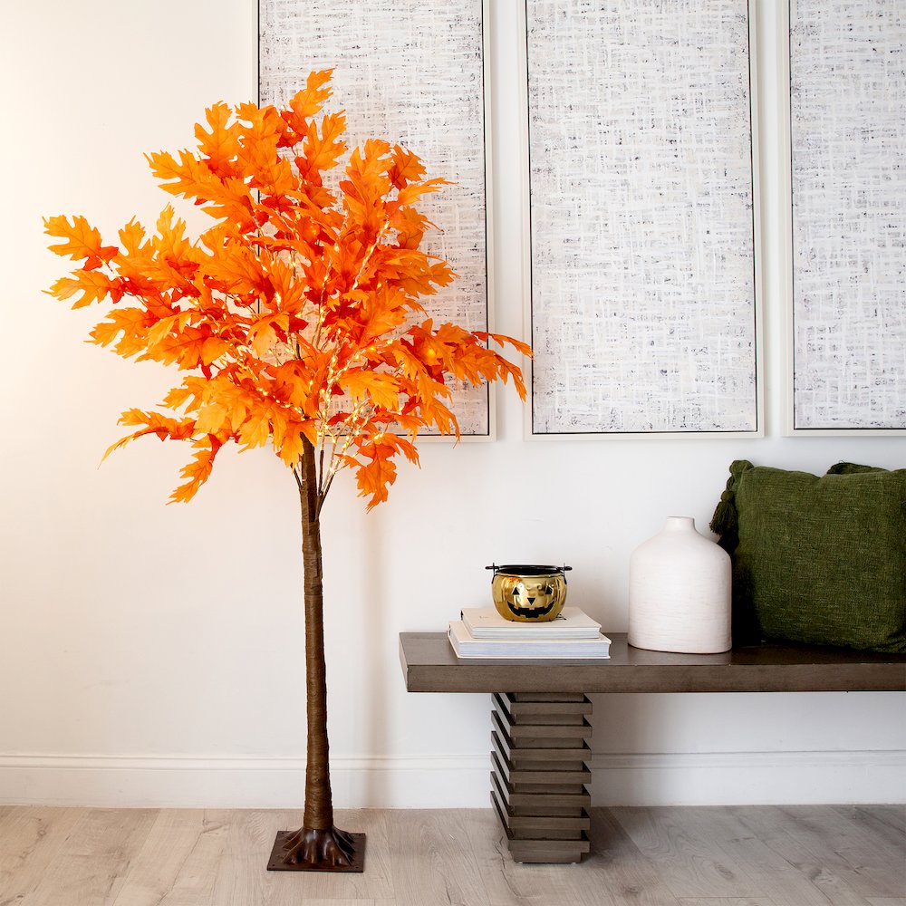 6ft. Pre-Lit Autumn Maple Artificial Fall Tree with 300 Warm White LED Lights. Picture 3
