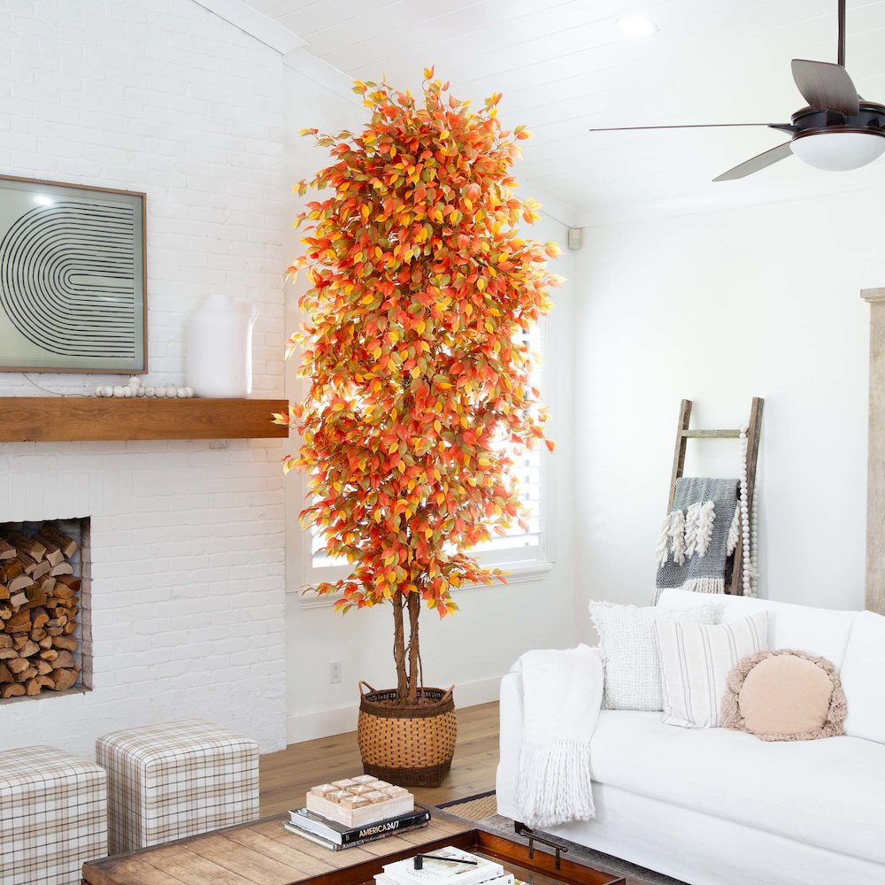 10ft. Autumn Ficus Artificial Fall Tree. Picture 7