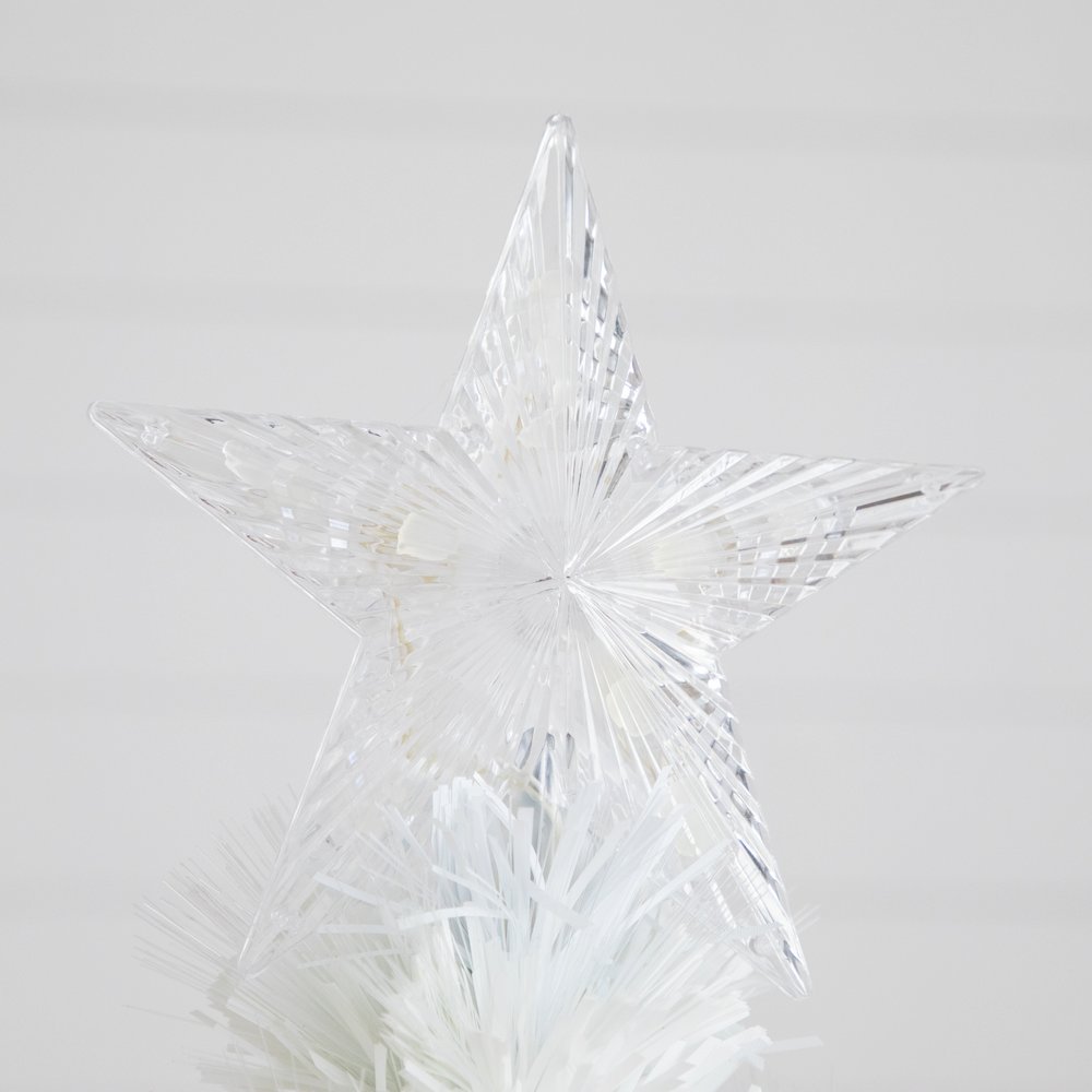 6ft. Pre-Lit Fiber Optic Artificial White Christmas Tree with Star Tree Topper. Picture 4