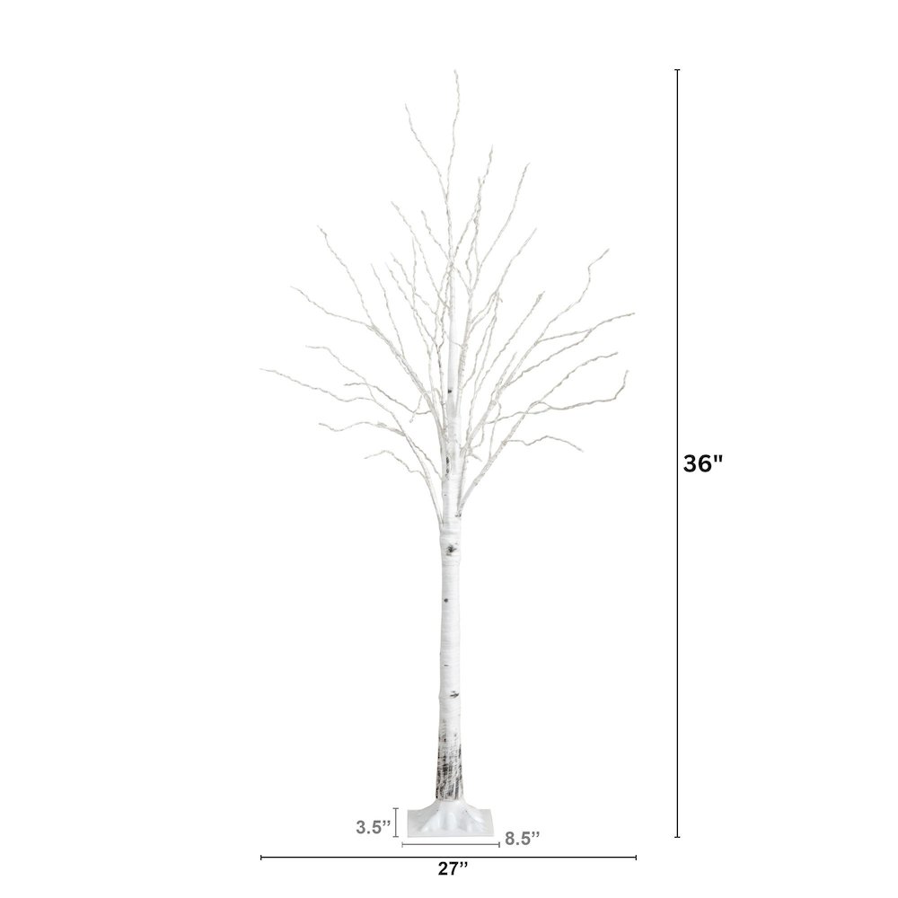3ft. Pre-Lit Artificial White Birch Tree with 92 Warm White LED Lights. Picture 1