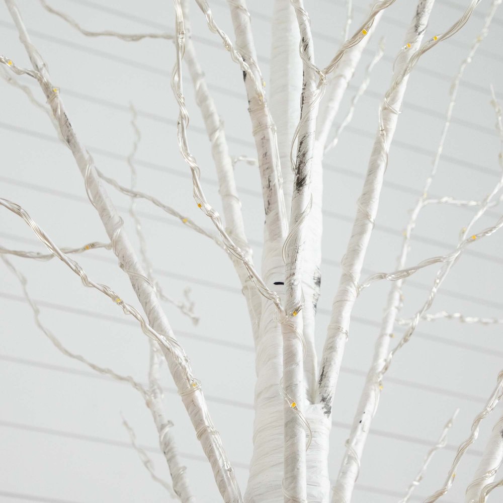 3ft. Pre-Lit Artificial White Birch Tree with 92 Warm White LED Lights. Picture 2