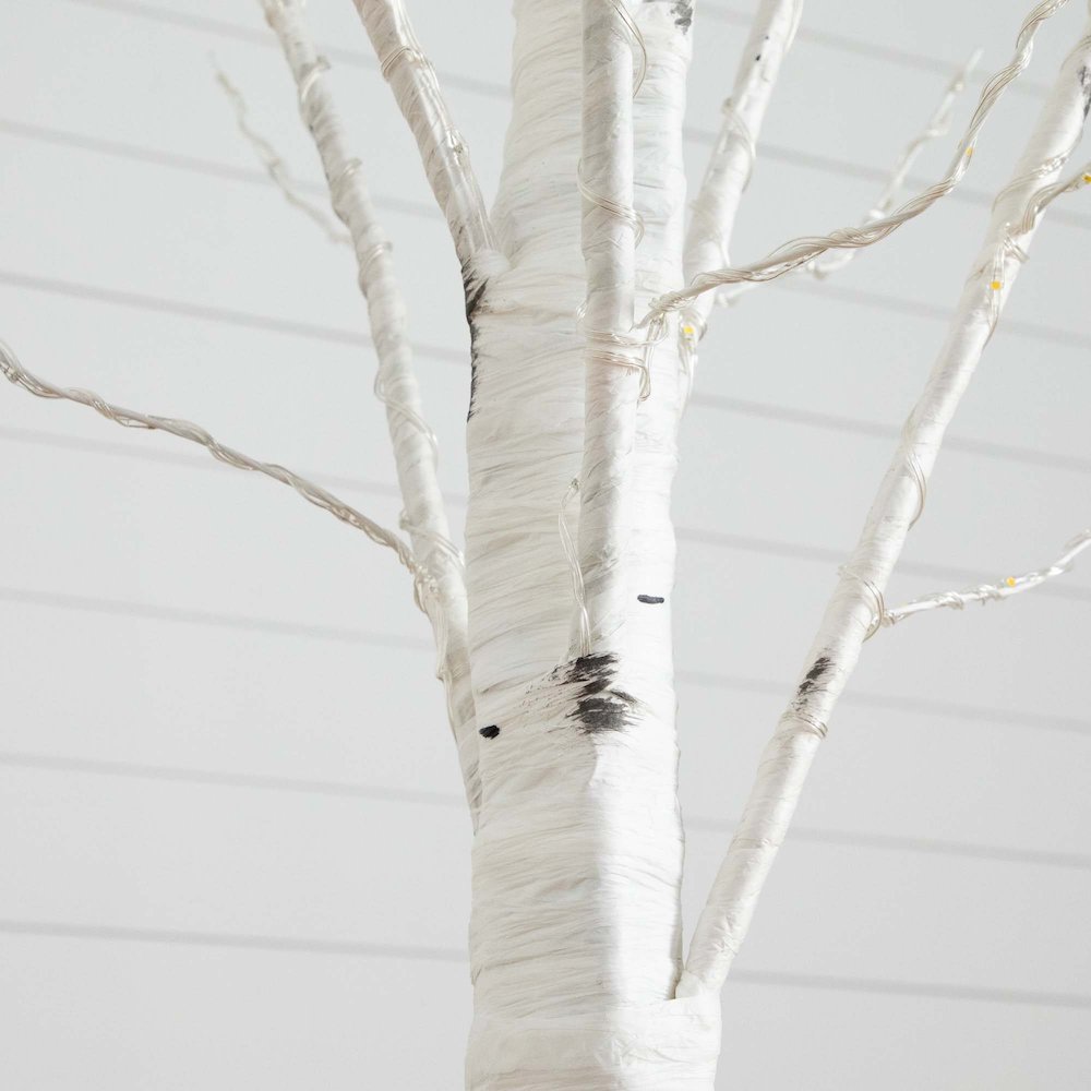 3ft. Pre-Lit Artificial White Birch Tree with 92 Warm White LED Lights. Picture 7