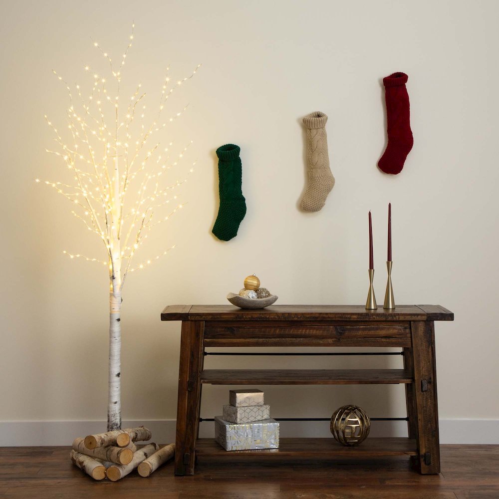 3ft. Pre-Lit Artificial White Birch Tree with 92 Warm White LED Lights. Picture 4