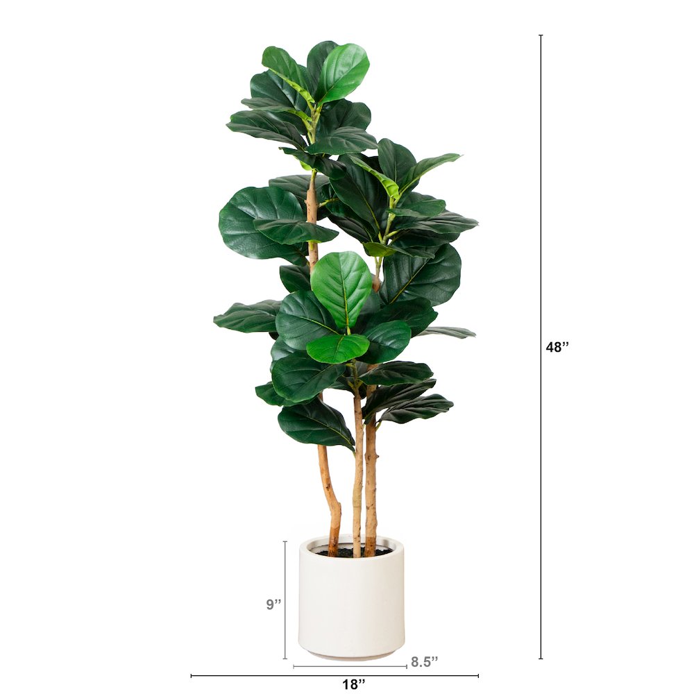 4ft. Artificial Fiddle Leaf Tree in Decorative White Planter. Picture 5
