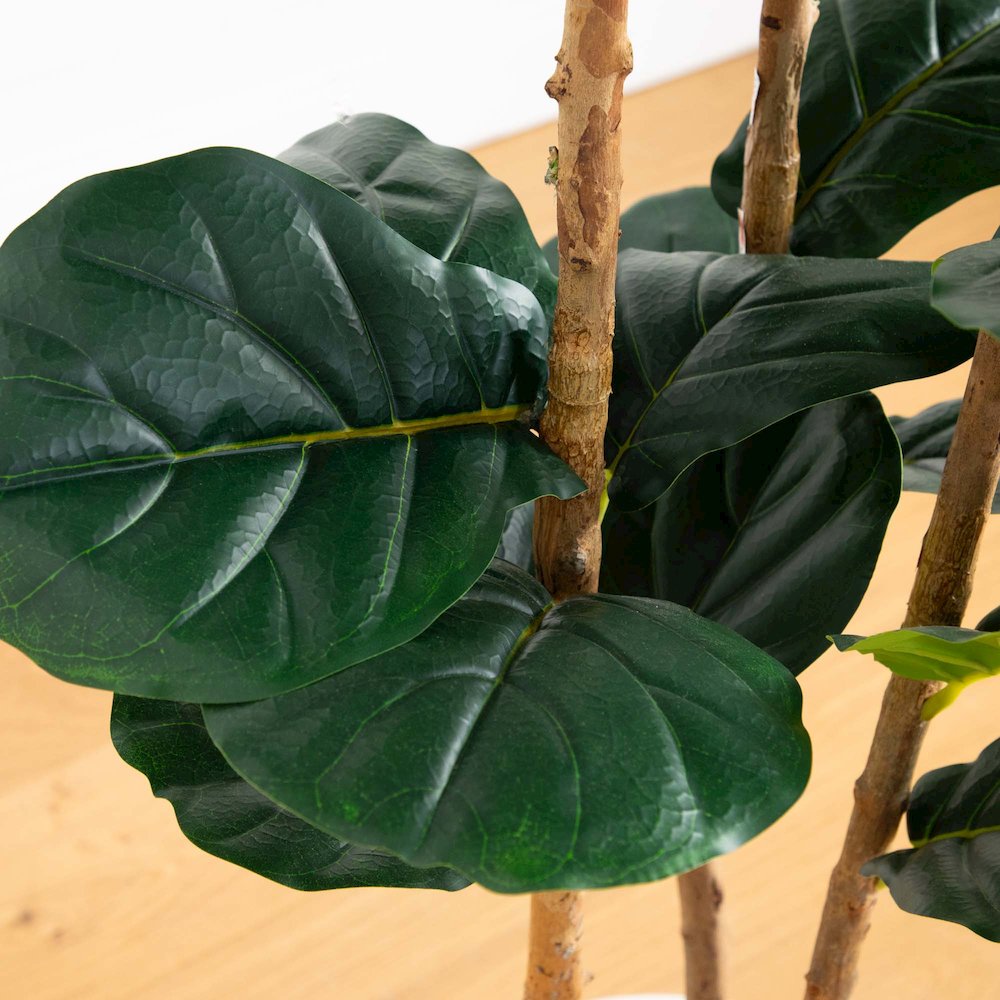 5ft. Artificial Fiddle Leaf Tree in Decorative White Planter. Picture 6