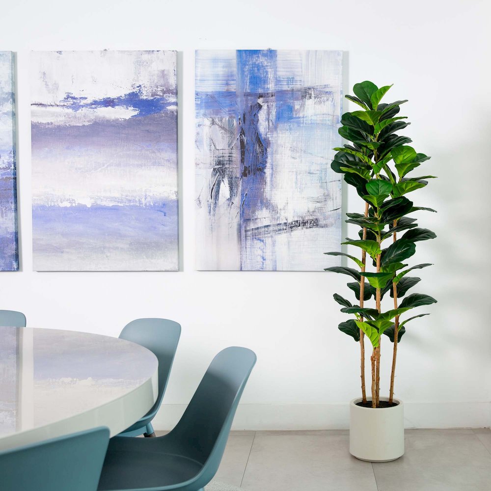 6ft. Artificial Fiddle Leaf Tree in Decorative White Planter. Picture 9