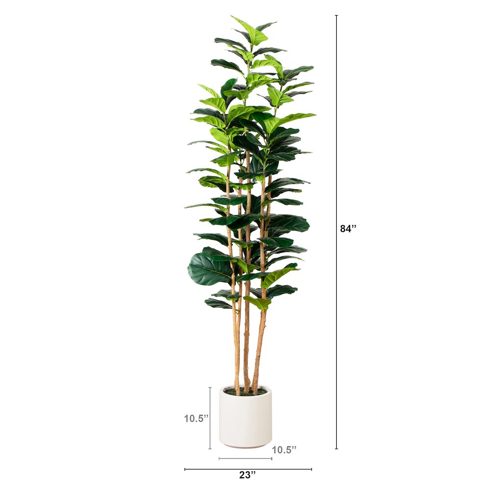 7ft. Artificial Fiddle Leaf Tree in Decorative White Planter. Picture 1