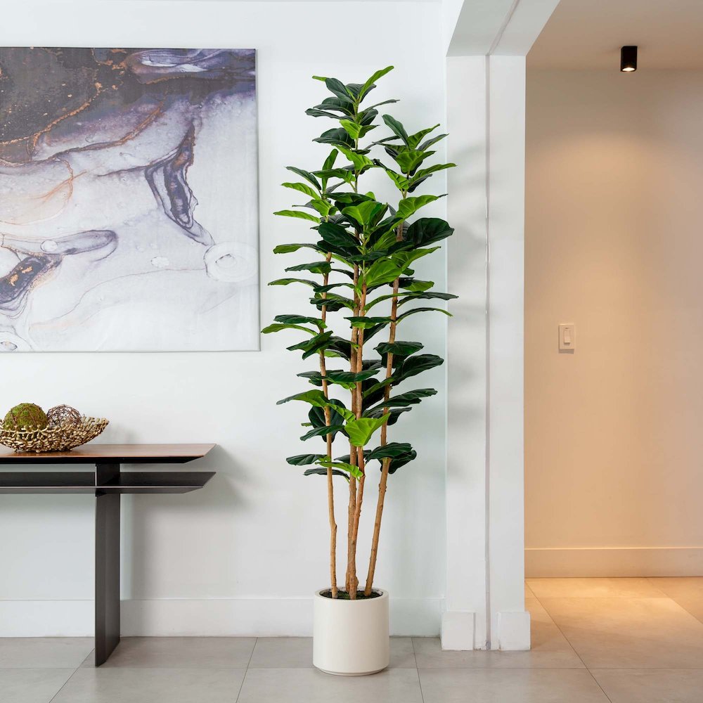 7ft. Artificial Fiddle Leaf Tree in Decorative White Planter. Picture 10