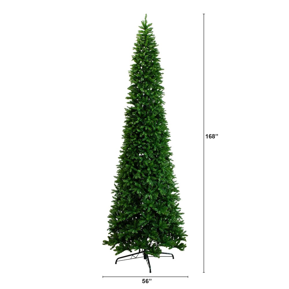 14ft. Artificial Slim Green Mountain Pine Christmas Tree. Picture 1