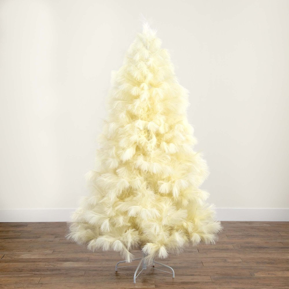 6ft. Artificial Off-White Pampas Grass Christmas Tree. Picture 14