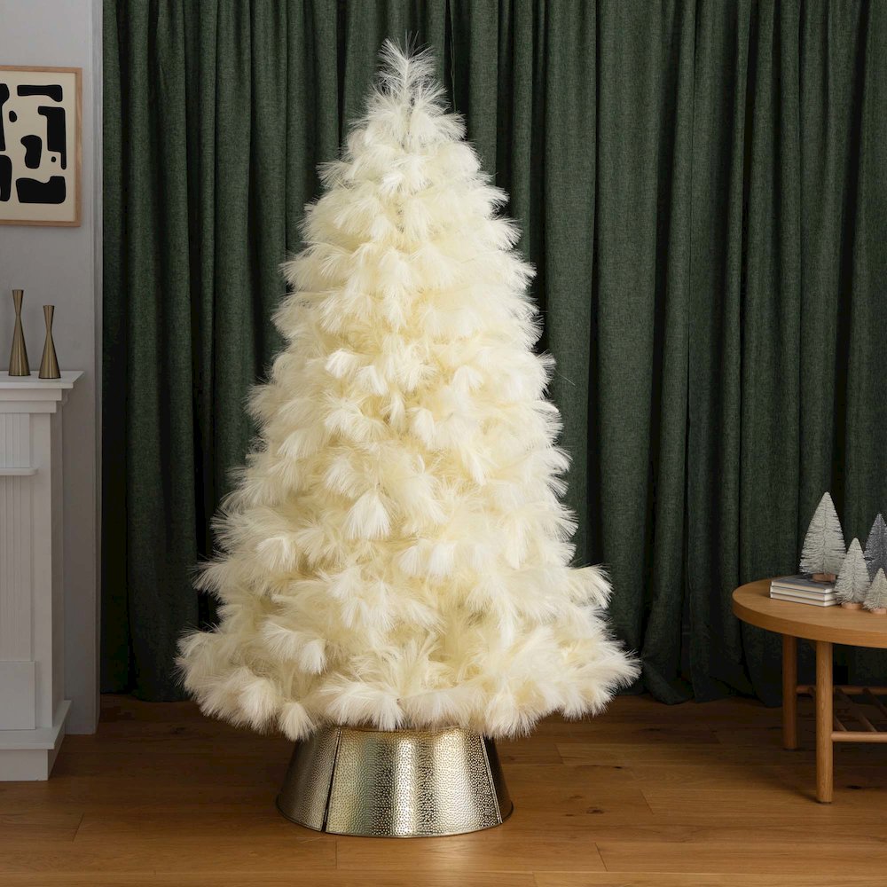 6ft. Artificial Off-White Pampas Grass Christmas Tree. Picture 8