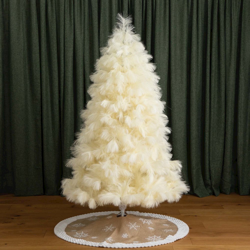 6ft. Artificial Off-White Pampas Grass Christmas Tree. Picture 18