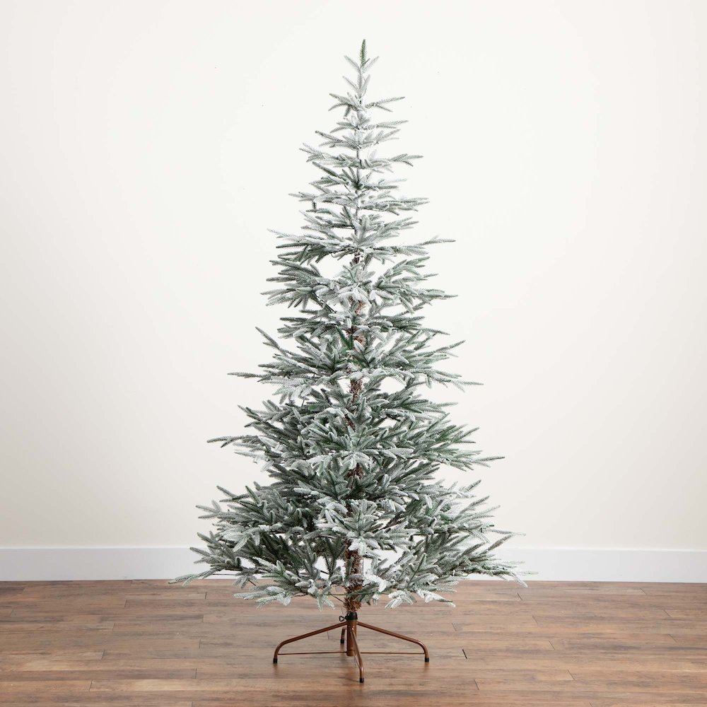 7ft. Pre-Lit Artificial Flocked Woodland Fir Christmas Tree. Picture 5