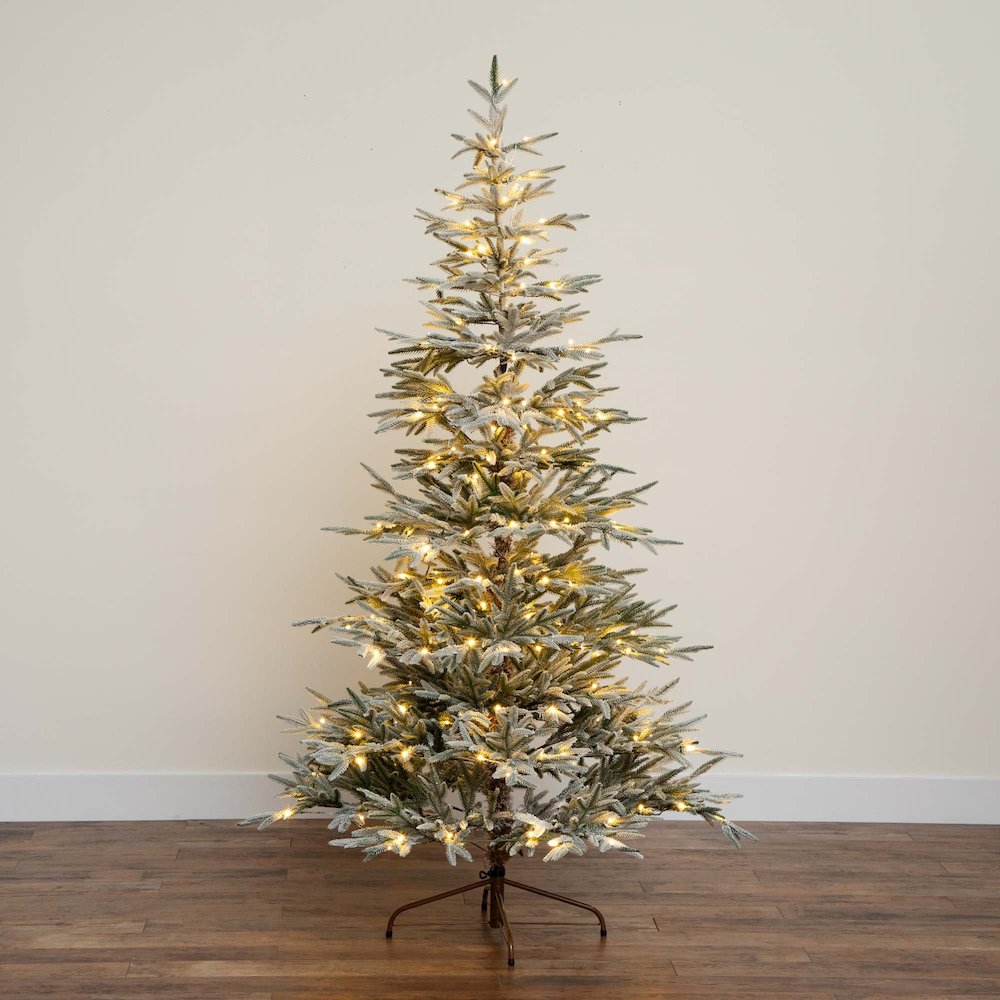 7ft. Pre-Lit Artificial Flocked Woodland Fir Christmas Tree. Picture 6