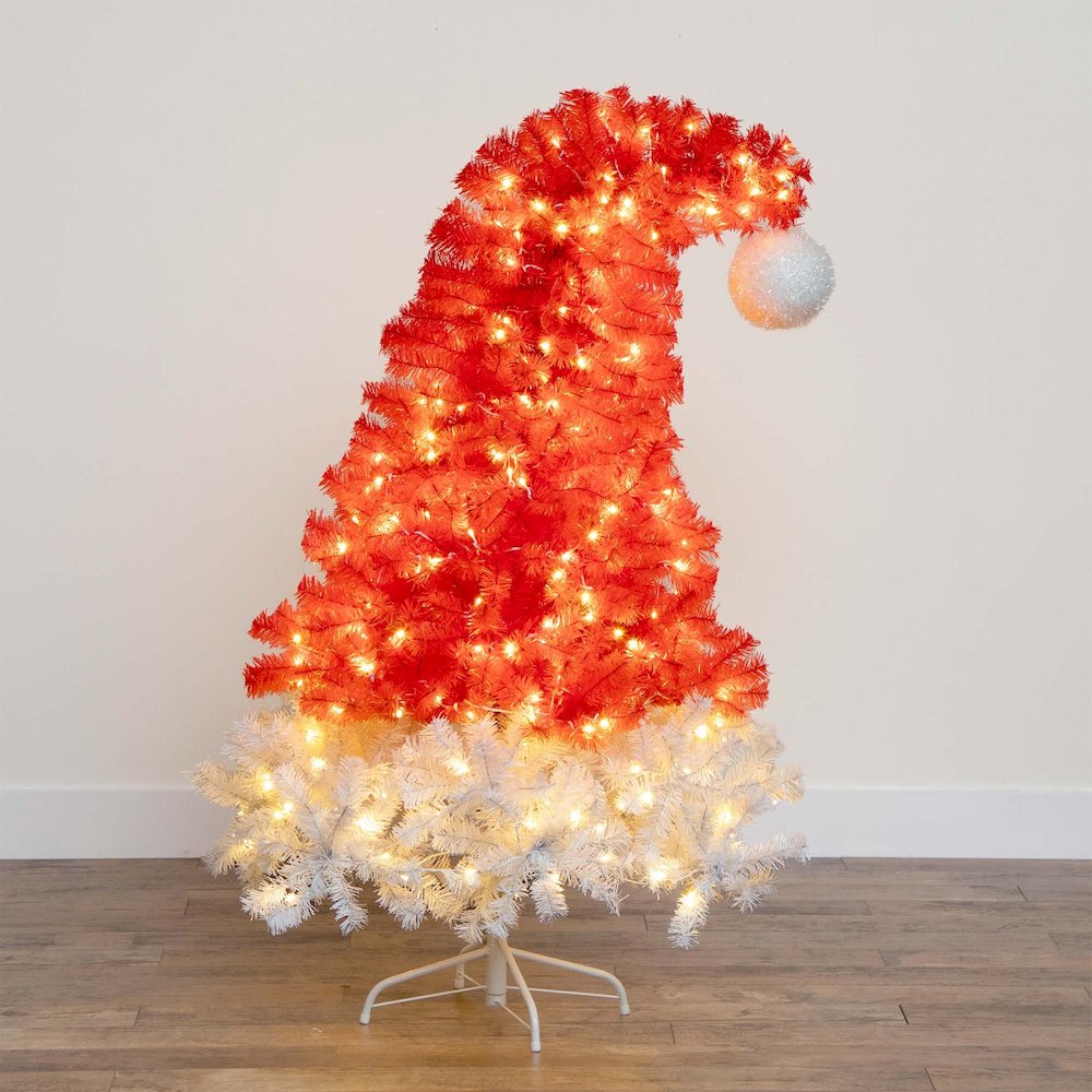 5ft. Pre-Lit Artificial Holiday Red Santa’s Hat Christmas Tree. Picture 6