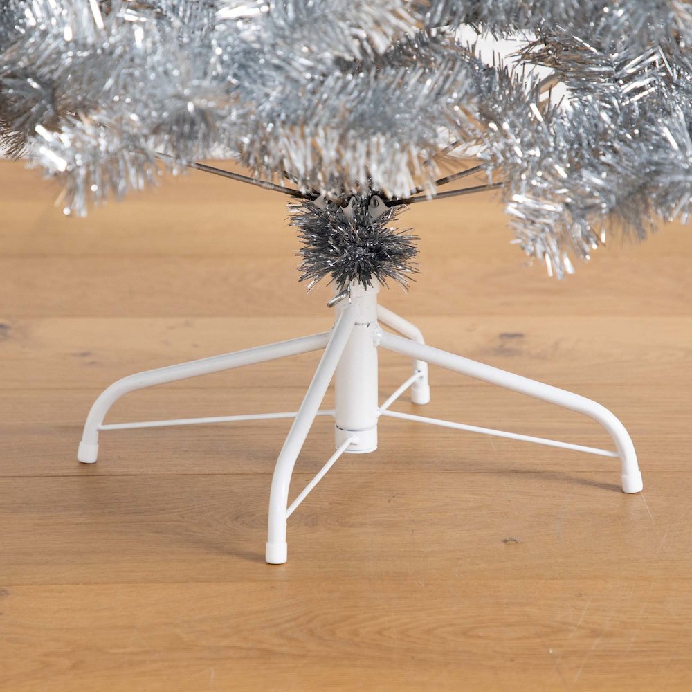 5ft. Artificial Silver Tinsel Holiday Santa's Hat Christmas Tree. Picture 4