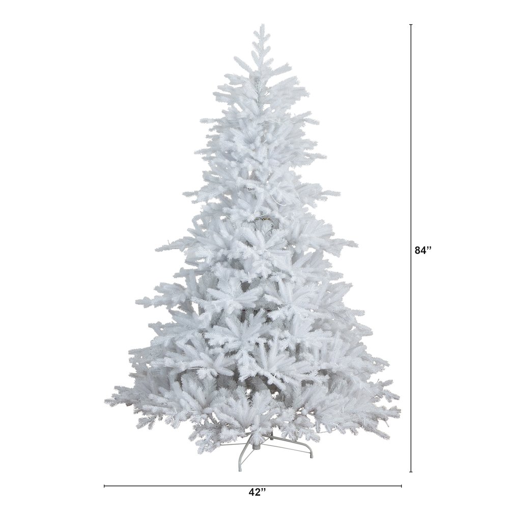 7ft. Pre-Lit Artificial White California Spruce Christmas Tree. Picture 9
