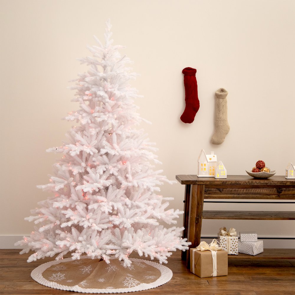 7ft. Pre-Lit Artificial White California Spruce Christmas Tree. Picture 8