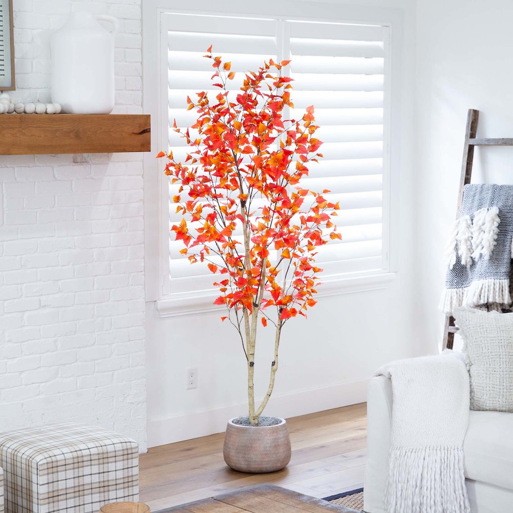 7ft. Autumn Birch Artificial Fall Tree. Picture 8