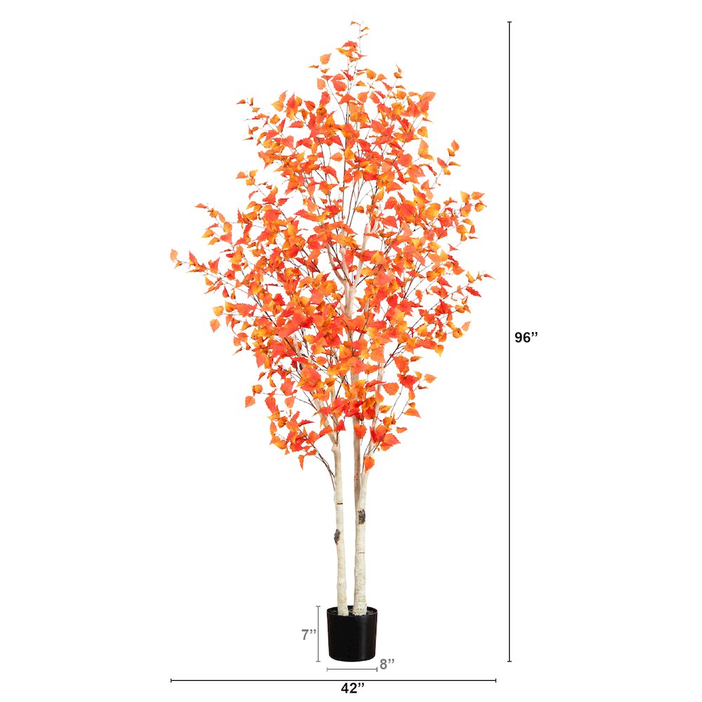 8ft. Autumn Birch Artificial Fall Tree. Picture 1