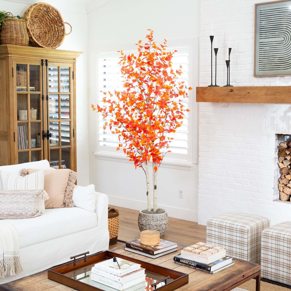 8ft. Autumn Birch Artificial Fall Tree. Picture 6