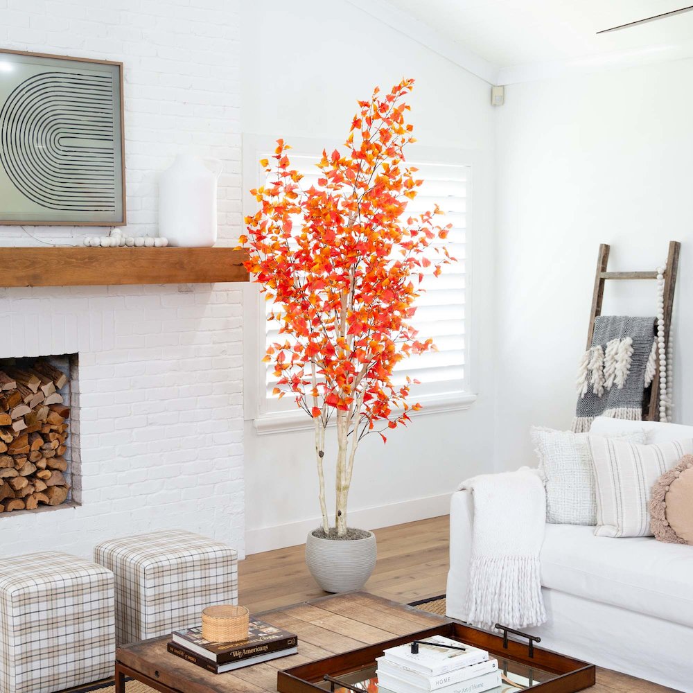 9ft. Autumn Birch Artificial Fall Tree. Picture 8