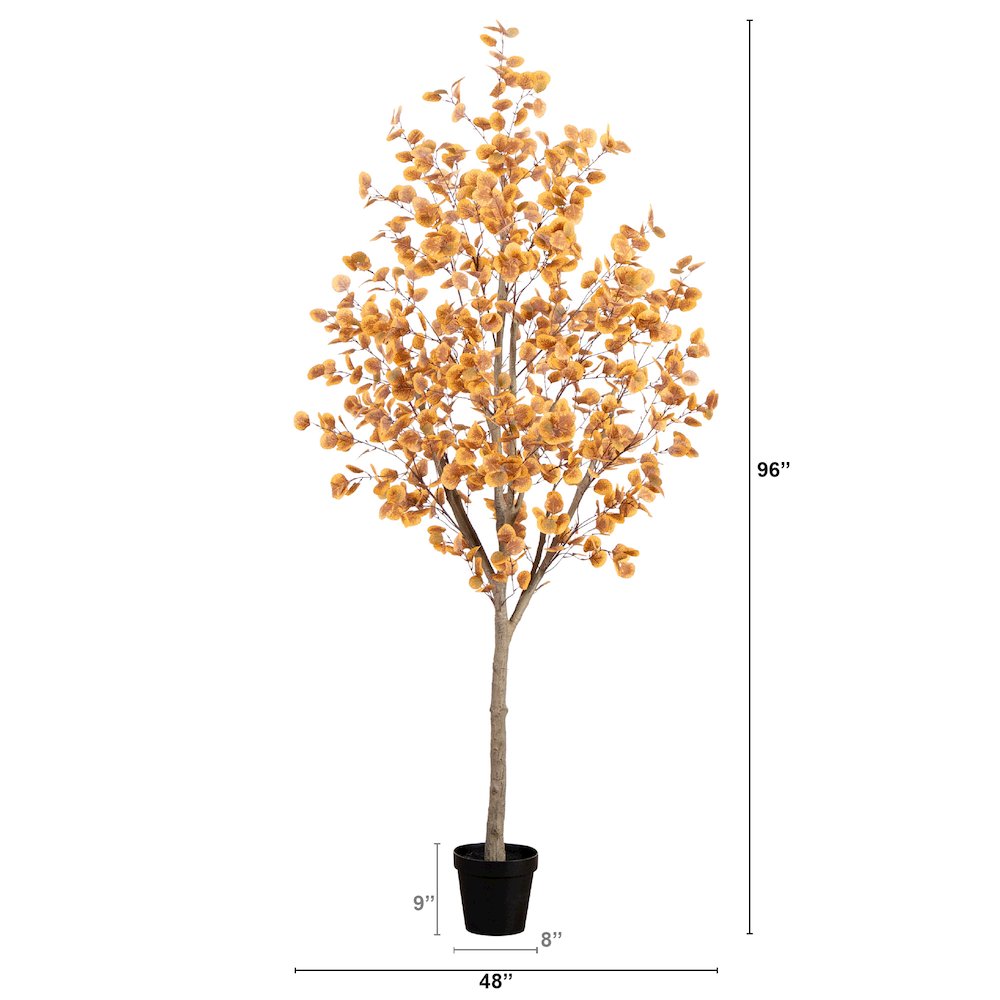 8ft. Artificial Autumn Fall Eucalyptus Tree. Picture 4