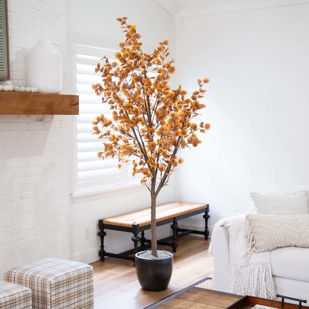 8ft. Artificial Autumn Fall Eucalyptus Tree. Picture 7