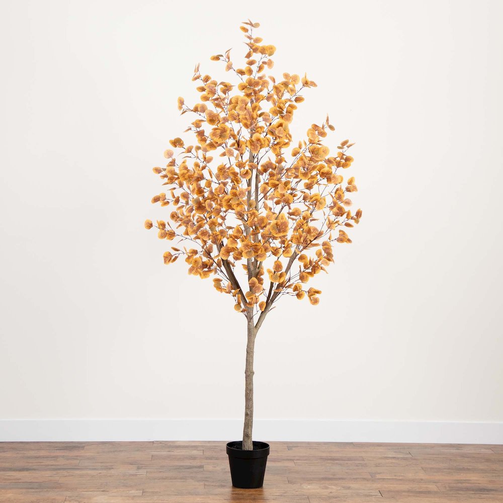 8ft. Artificial Autumn Fall Eucalyptus Tree. Picture 3