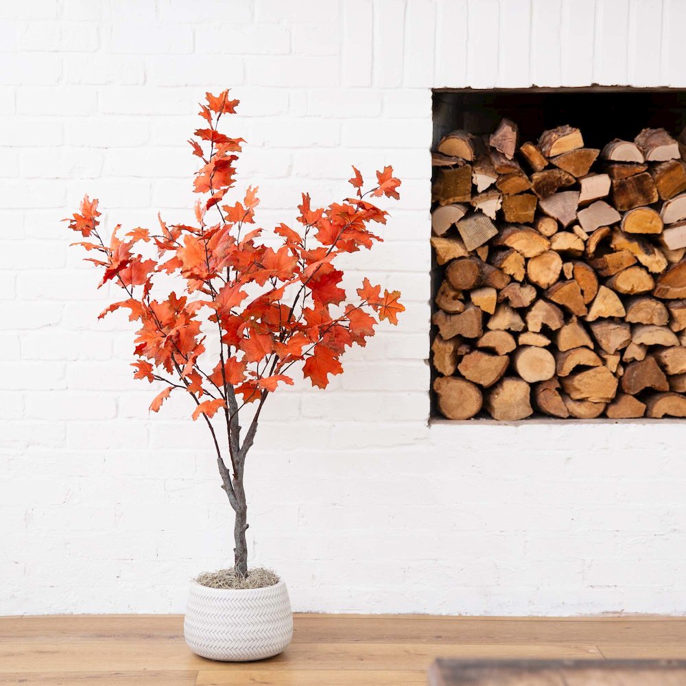 4ft. Autumn Smoky Maple Artificial Fall Tree. Picture 2