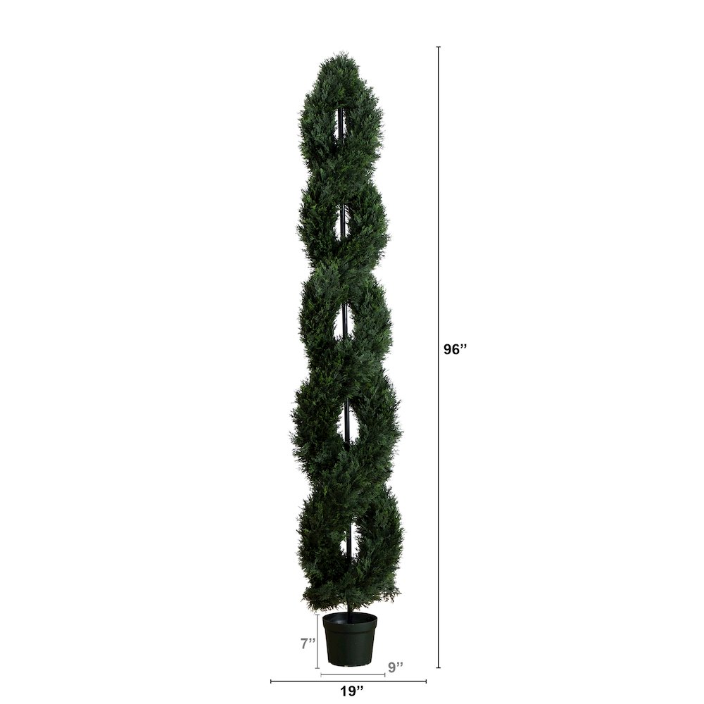 8ft. Double Pond Cypress Spiral Topiary UV Resistant (Indoor/Outdoor). Picture 1