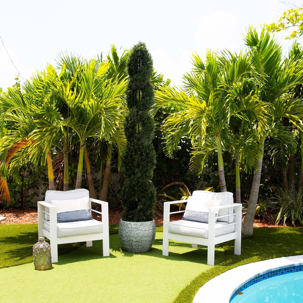 8ft. Double Pond Cypress Spiral Topiary UV Resistant (Indoor/Outdoor). Picture 4