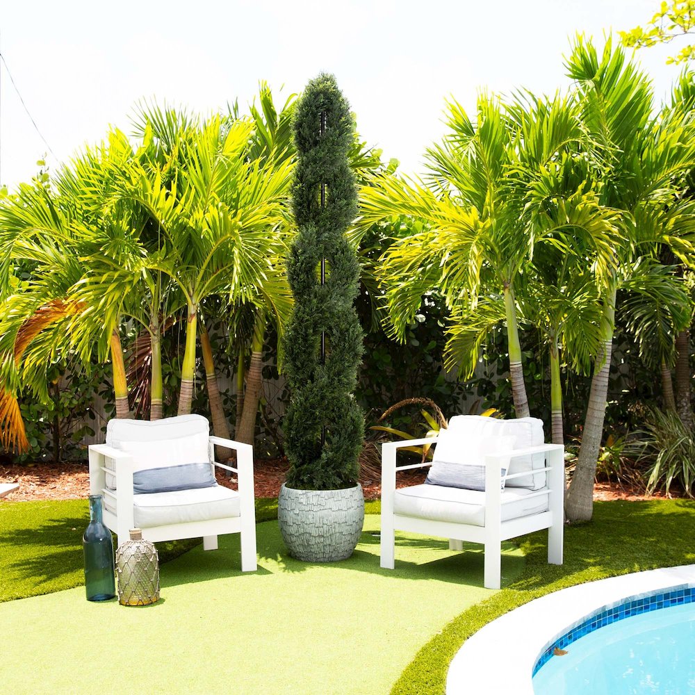8ft. Double Pond Cypress Spiral Topiary UV Resistant (Indoor/Outdoor). Picture 5