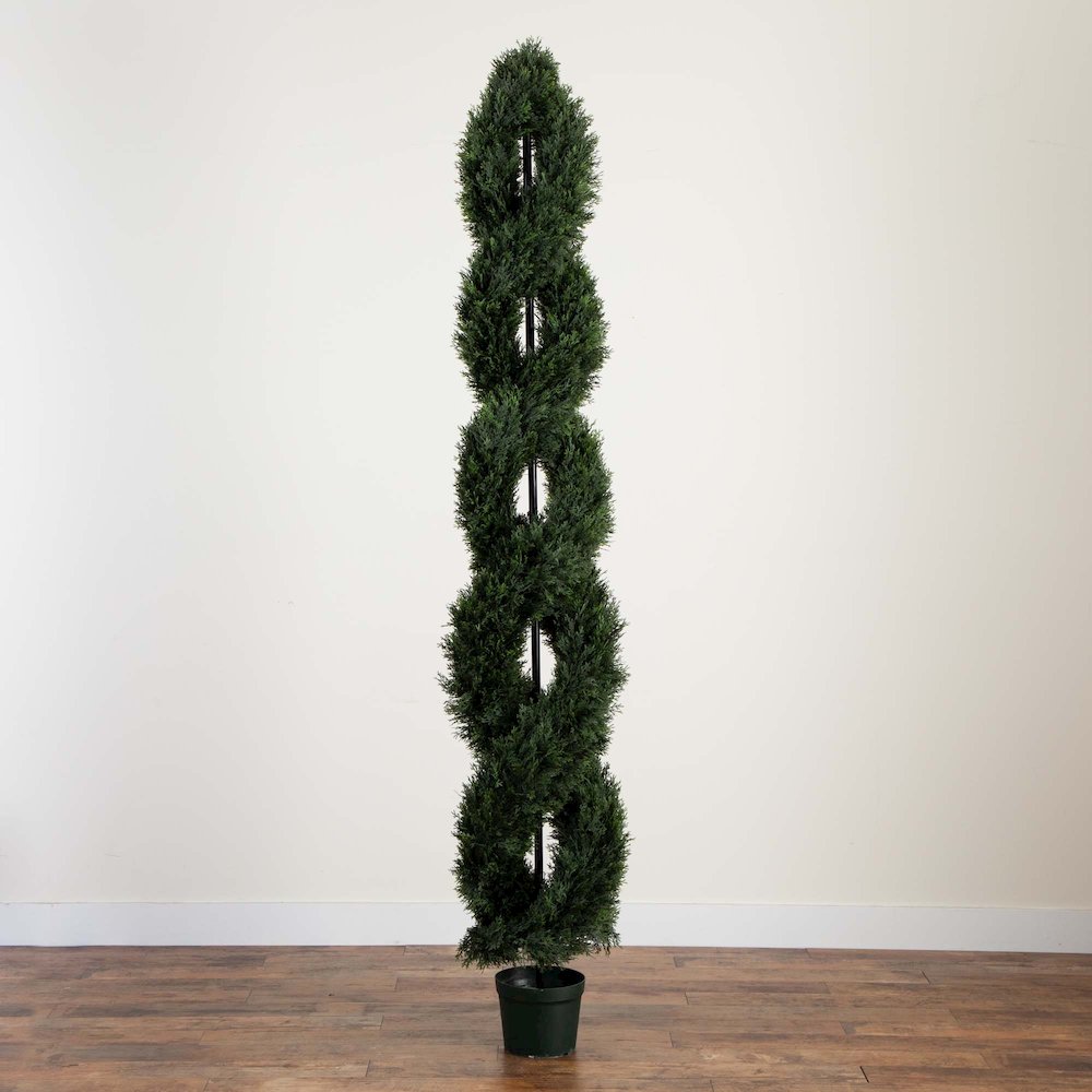 8ft. Double Pond Cypress Spiral Topiary UV Resistant (Indoor/Outdoor). Picture 6