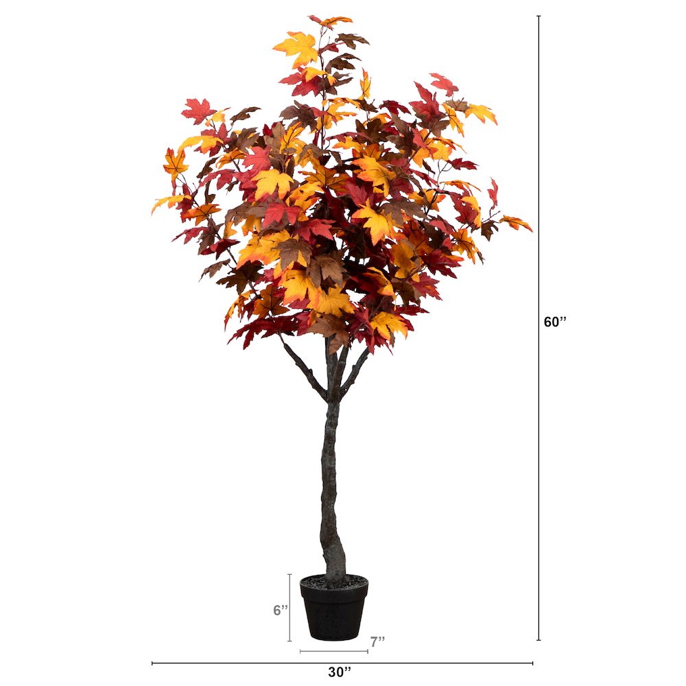 5ft. Autumn Smoky Maple Artificial Fall Tree. Picture 3