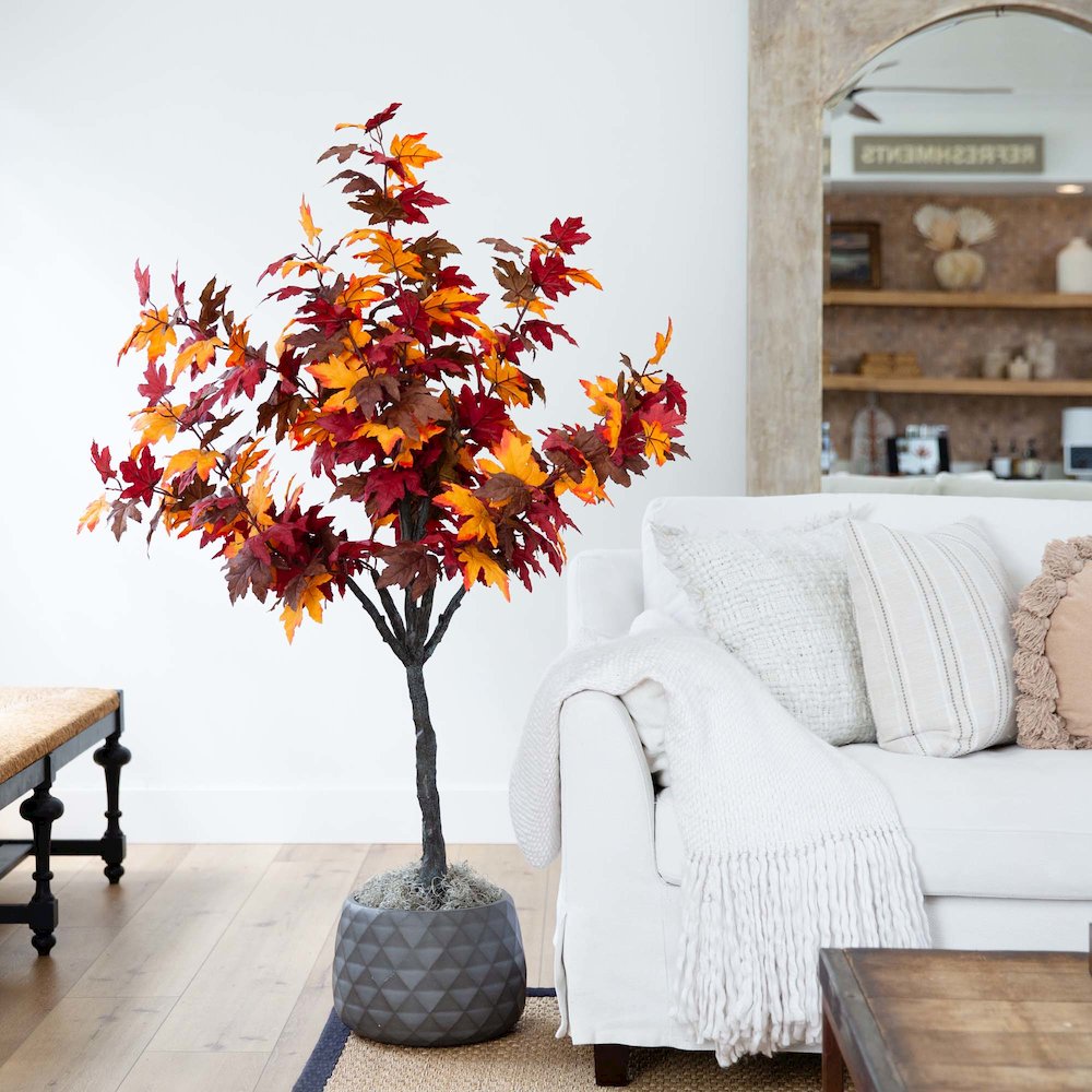 5ft. Autumn Smoky Maple Artificial Fall Tree. Picture 5