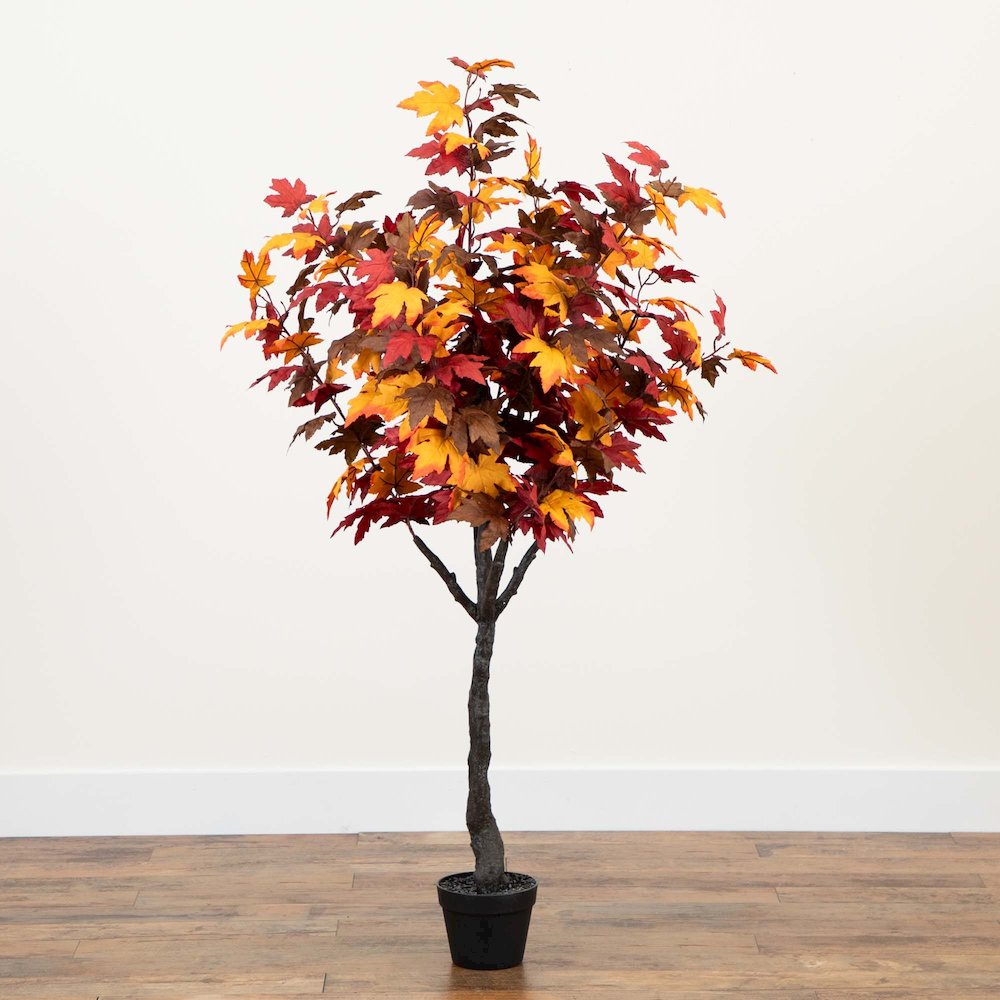 5ft. Autumn Smoky Maple Artificial Fall Tree. Picture 2
