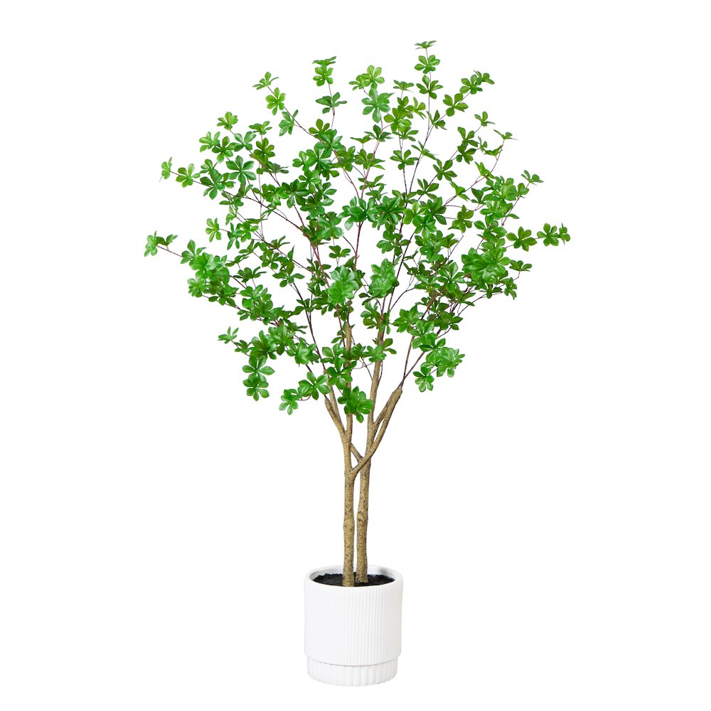 5ft. Artificial Enkianthus Tree in White Decorative Planter. Picture 4