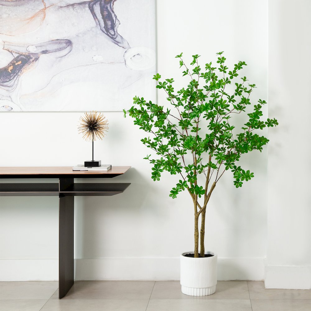 5ft. Artificial Enkianthus Tree in White Decorative Planter. Picture 9