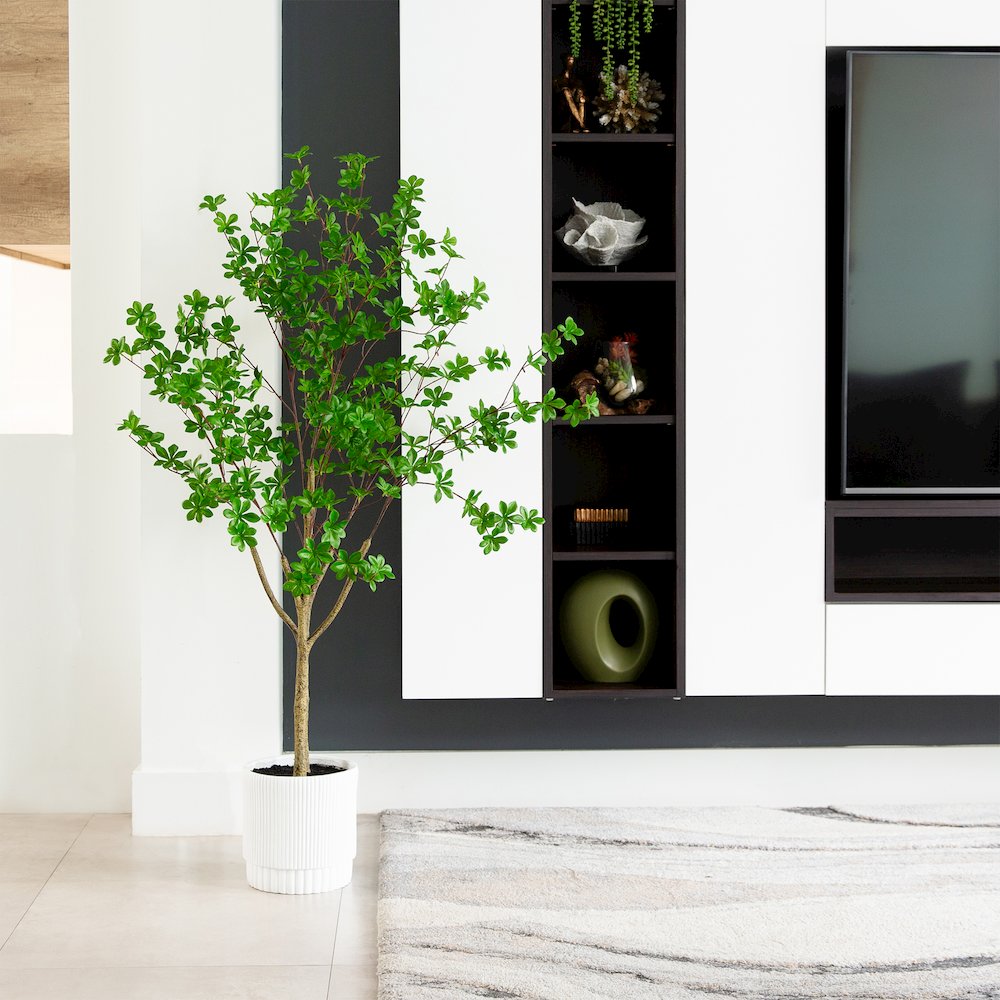 5ft. Artificial Enkianthus Tree in White Decorative Planter. Picture 7