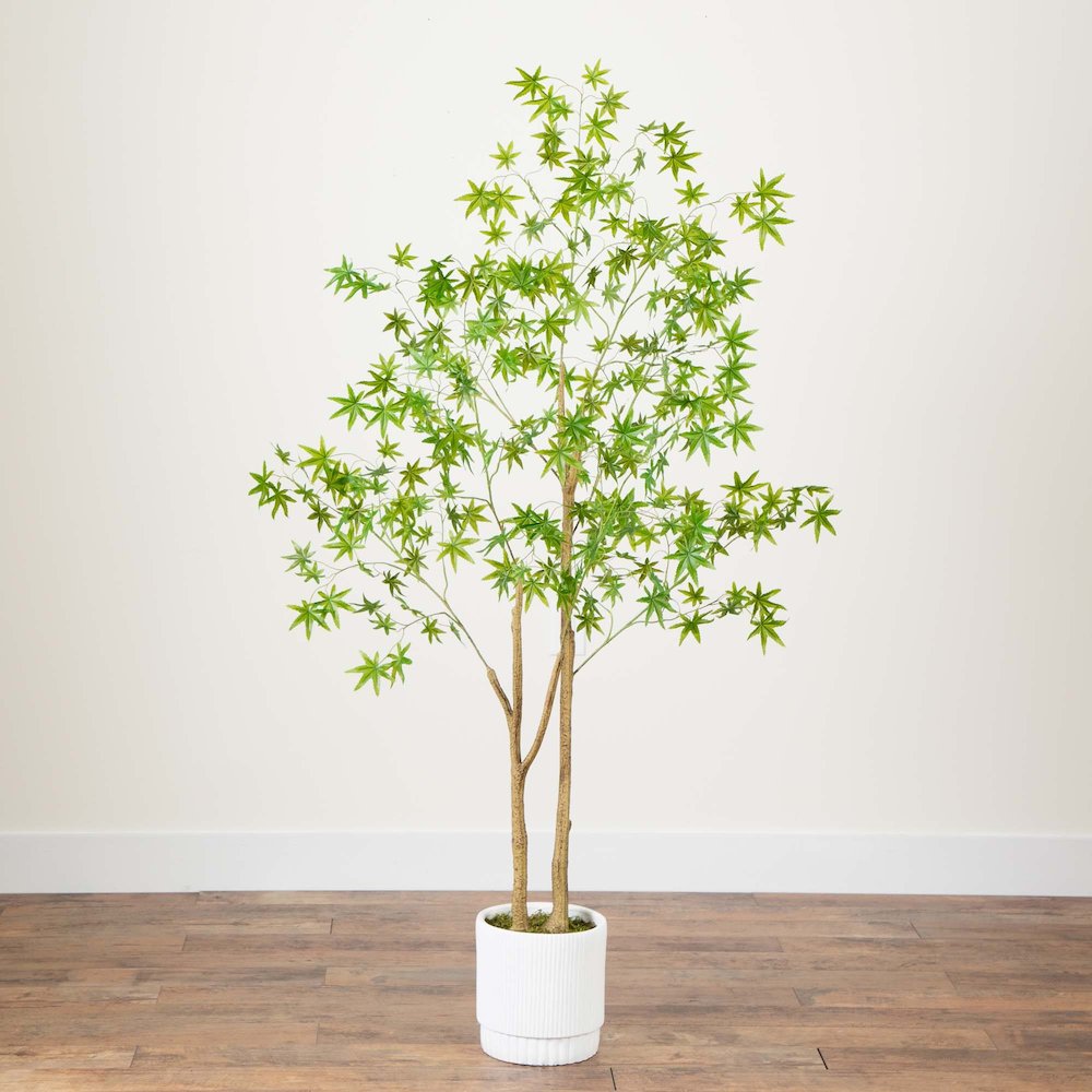 6ft. Artificial Maple Tree with White Planter. Picture 4
