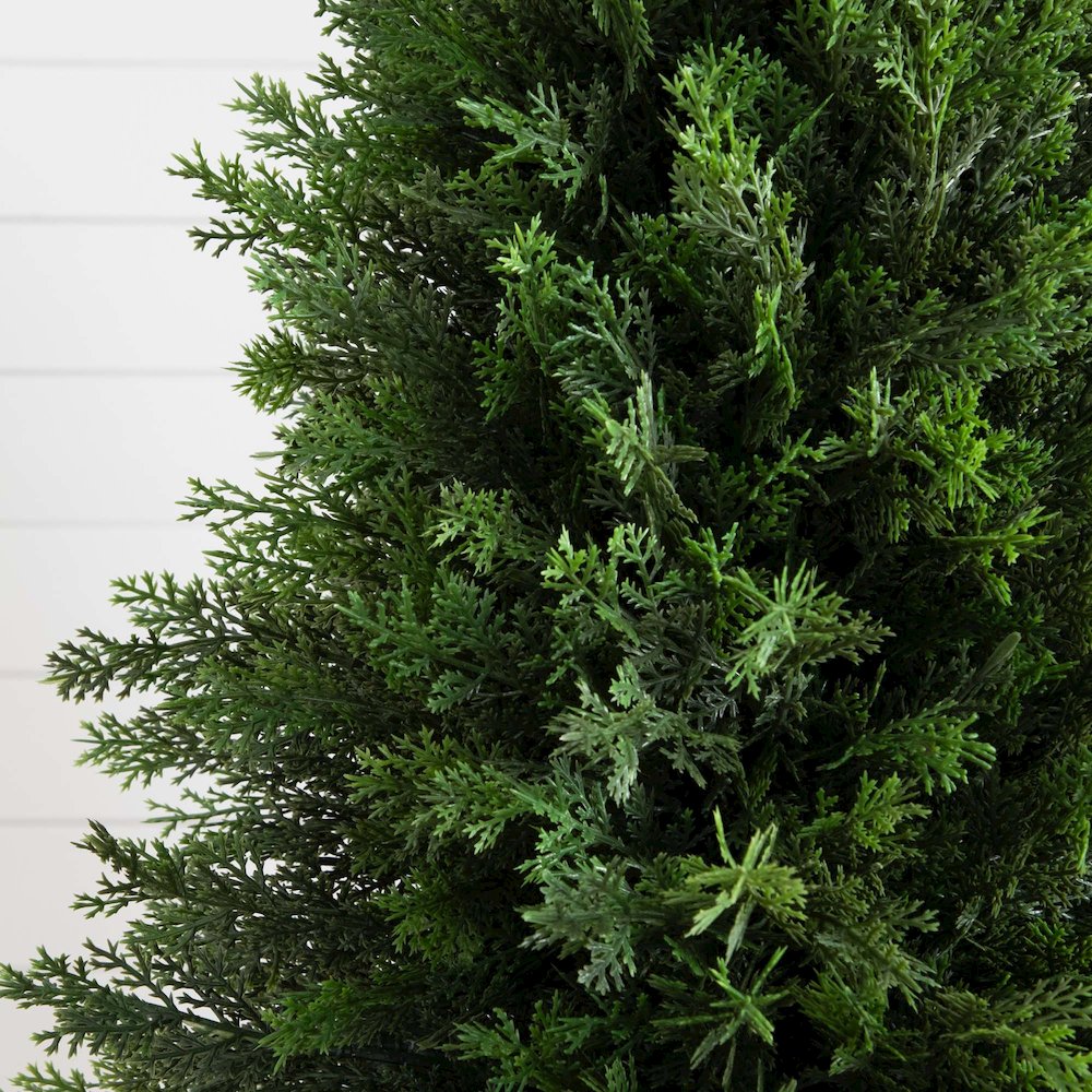3ft. UV Resistant Artificial Cedar Tree in Decorative White Planter. Picture 2