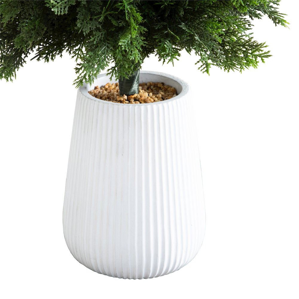 3ft. UV Resistant Artificial Cedar Tree in Decorative White Planter. Picture 3