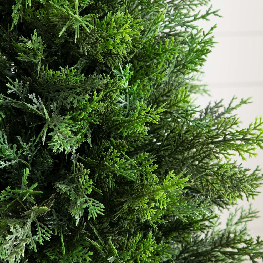 3ft. UV Resistant Artificial Cedar Tree in Decorative White Planter. Picture 6