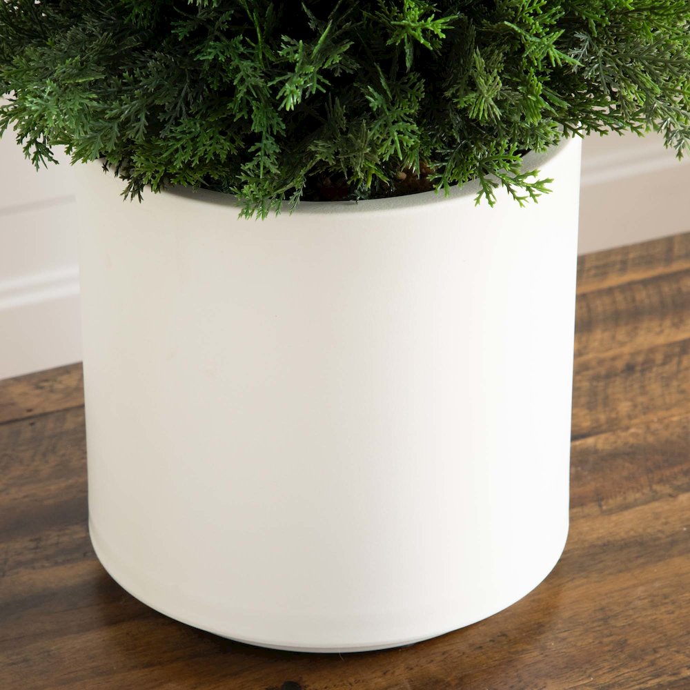 3ft. UV Resistant Artificial Cedar Tree in Decorative White Planter. Picture 7