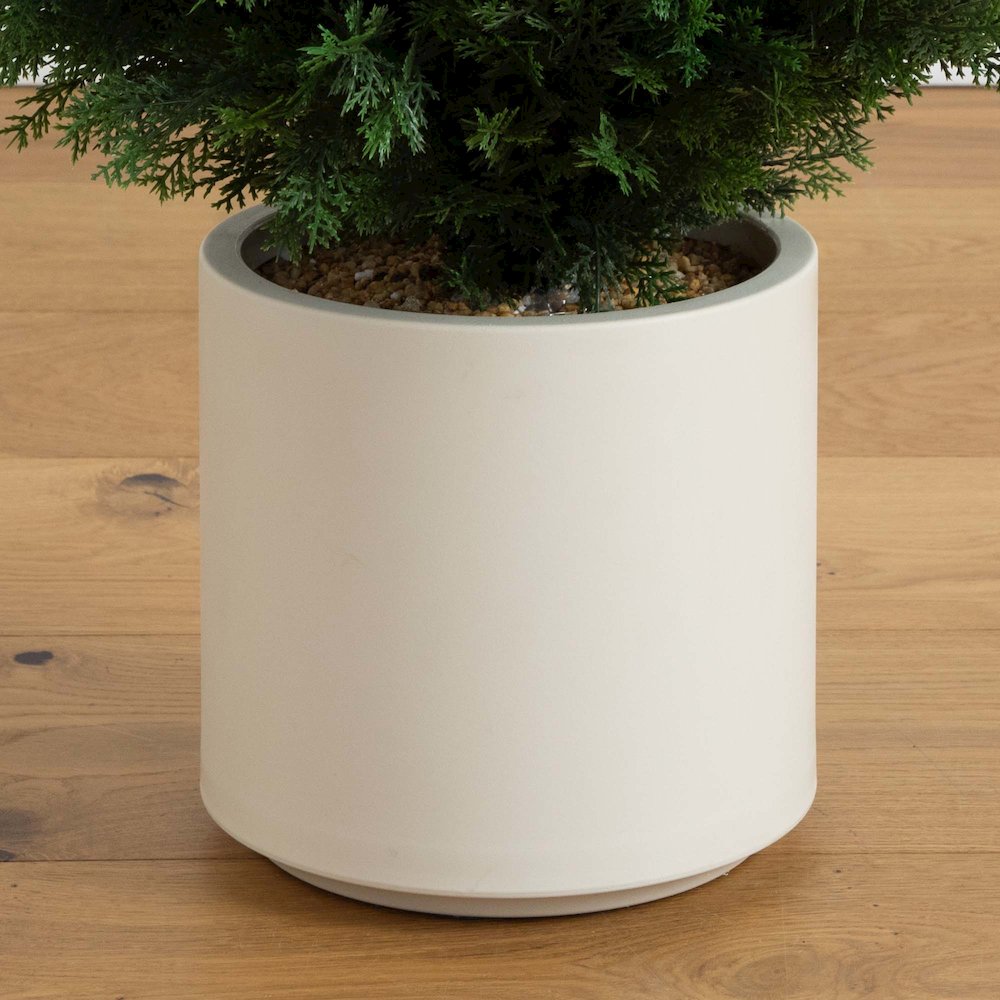 4ft. UV Resistant Artificial Cedar Tree in Decorative White Planter. Picture 6